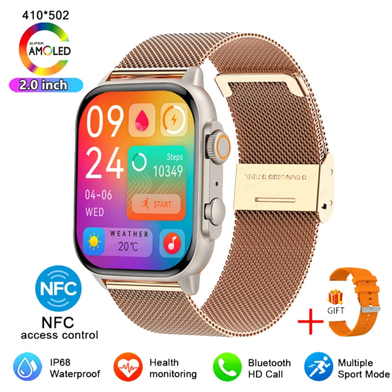 NEW HK9 Pro MAX Smart Watch 9 Mens Women AMOLED HD Screen Heart Rate Blood Pressure NFC Bluetooth Call Smartwatch For Sport 2024