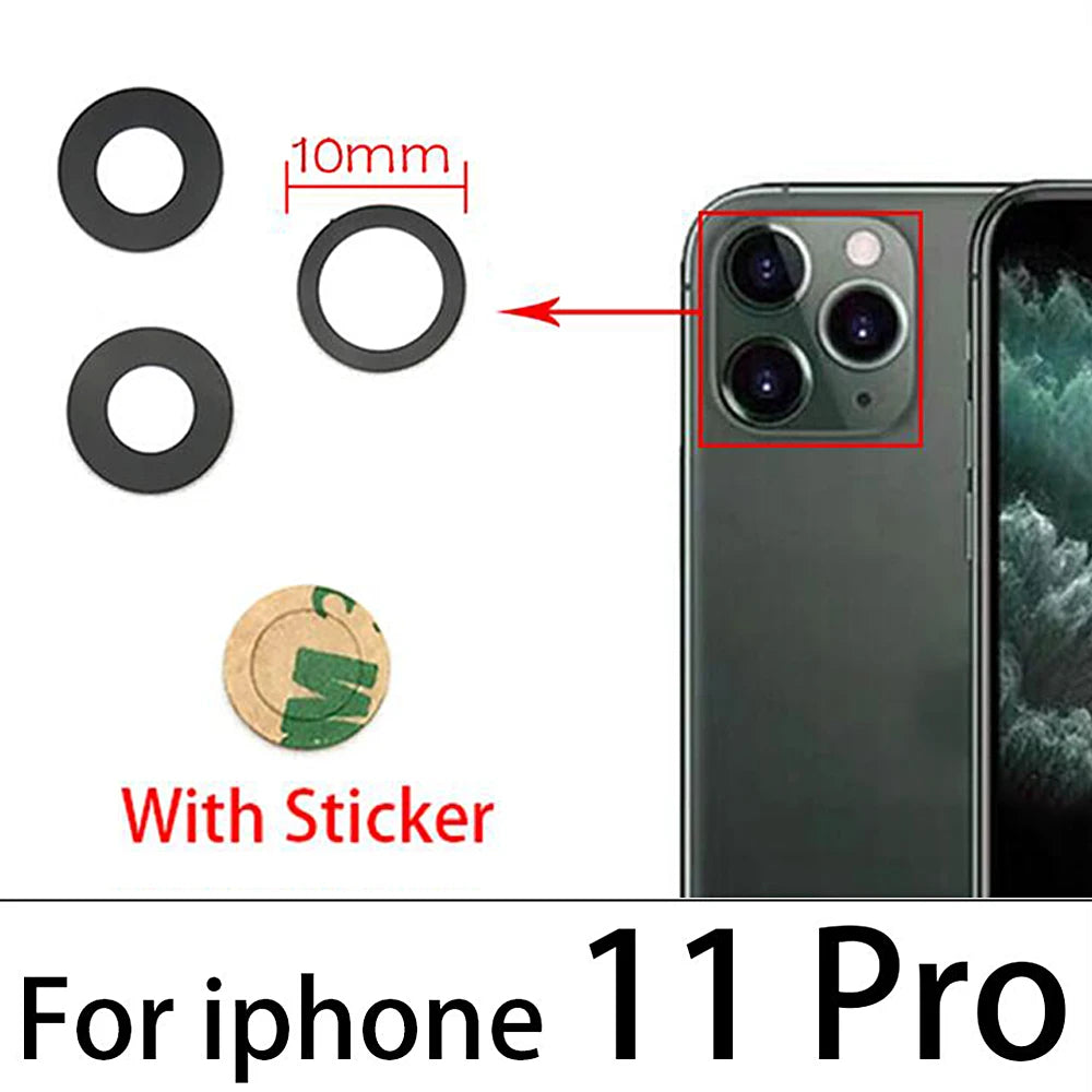 5Pcs/Lot，New Back Rear Camera Glass Lens Cover With Adhesive Replacement Repair For iPhone 11 12 13 14 Pro Max mini 15 Plus