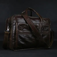 Vintage Crazy Horse Genuine Leather Men Briefcase 15" Laptop Bag Work Business Bag Shoulder Messenger Bag Male Tote Handbag M088