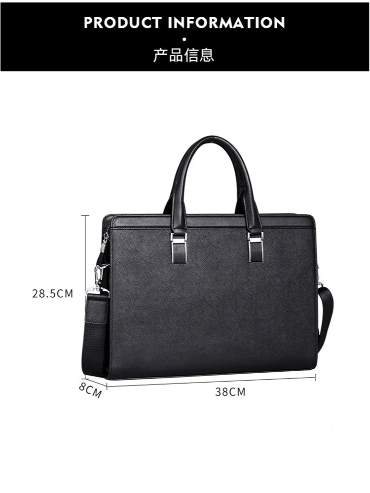 OYIXINGER Men's Leather Business Briefcase Bag Female Casual Handbag Cowhide Computer Bag 14 Inch Laptop Bags Man's Nice Gift