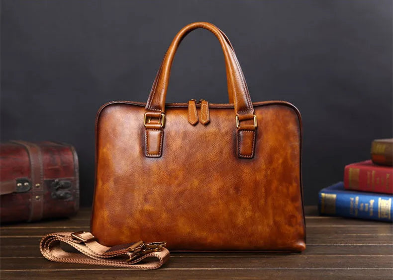 Genuine Leather Men's Handbags Casual Business Men Briefcase Computer Bag European and American Shoulder Messenger Bags Tide