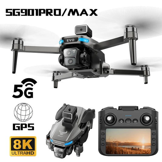 4K Drone Professional HD Camera 5G WIFI FPV Drones 360° Obstacle Avoidance 4.5 inch Screen Brushless RC Quadcopter GPS Dron Toys