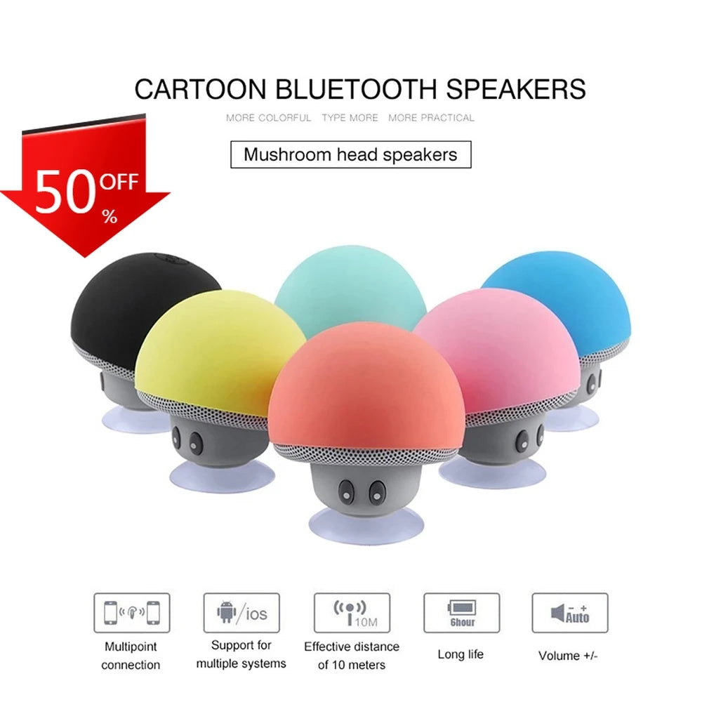 Mini Portable Bluetooth Speaker Cartoon Cute Mushroom Wireless Music Player Suitable for Mobile Phone Computer Subwoofer