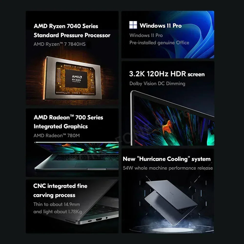 Xiaomi Laptop Redmi Book Pro 15 Ryzen R7-7840HS AMD 780M 16G RAM 512G/1T 15.6Inch 3.2K 120Hz New Mi Notebook