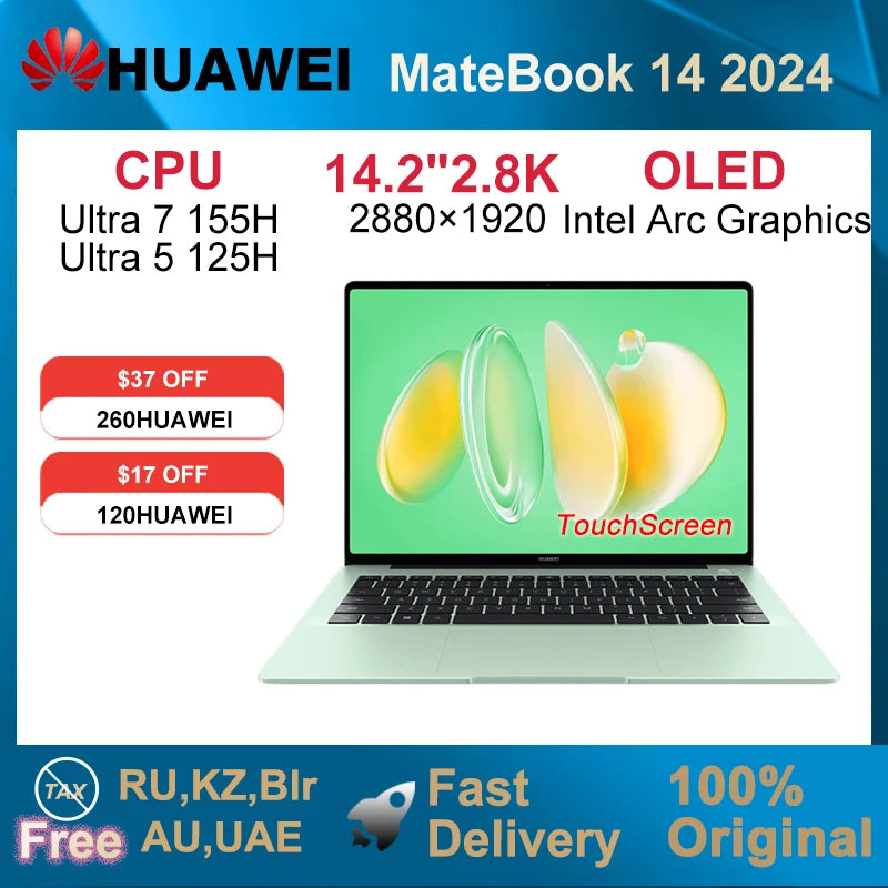 2024 HUAWEI MateBook 14 Ultra 7 155H/Ultra 5 125H 16GB/32GB 512GB/1TB 14.2-inch 120Hz 2.8k OLED