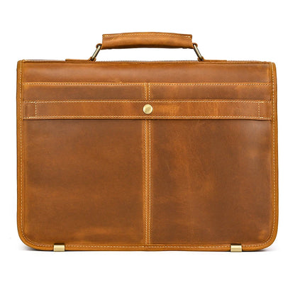 Top Grade Thick Genuine Leather Men Briefcase 15" Laptop Cow Leather Business Bag Tote Man Briefcase With Shoulder Strap