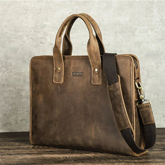 Crazy Horse Messenger Briefcase Luxury Bag Brand Messenger Men Leather Handbags Men's Casual Business сумка мужская портфель