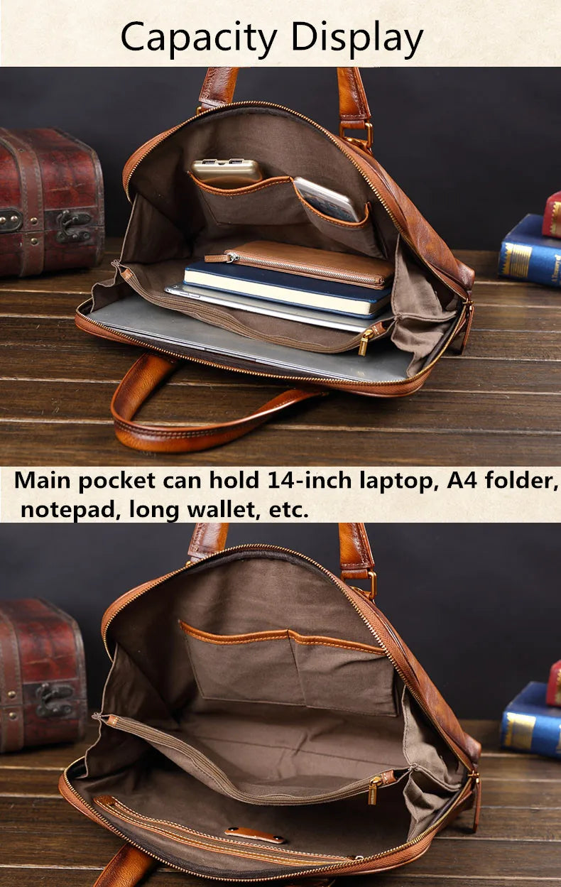 Genuine Leather Men's Handbags Casual Business Men Briefcase Computer Bag European and American Shoulder Messenger Bags Tide