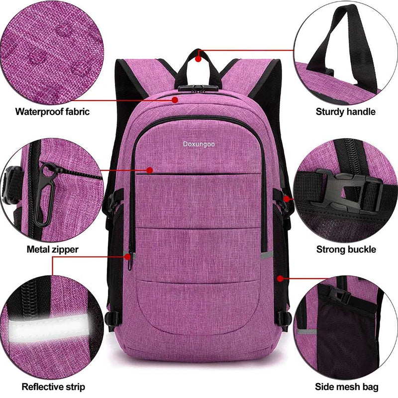 Fashionable Multi Pocket Neutral Backpack, Waterproof, Anti-theft, 14 Inch Computer Backpack, USB And Headphone Reserved Ports