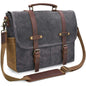 Large Capacity Men's Messenger Bag Sturdy Canvas Laptop Bag 15.6 Inch Waterproof Vintage Briefcase Crossbody Shoulder Bag