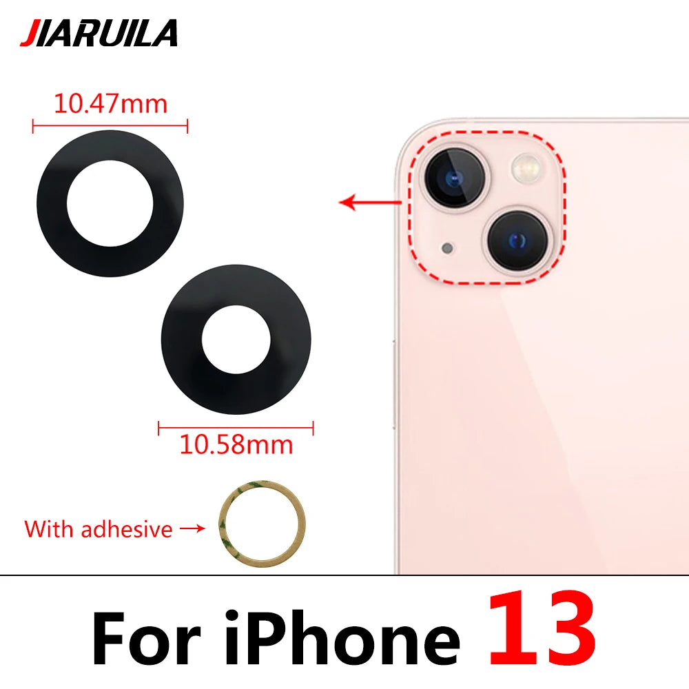 5Pcs/Lot，New Back Rear Camera Glass Lens Cover With Adhesive Replacement Repair For iPhone 11 12 13 14 Pro Max mini 15 Plus