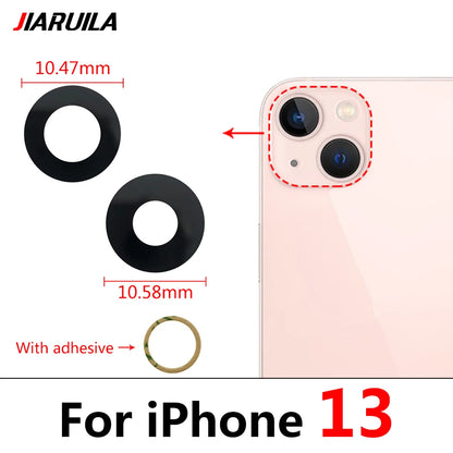 5Pcs/Lot，New Back Rear Camera Glass Lens Cover With Adhesive Replacement Repair For iPhone 11 12 13 14 Pro Max mini 15 Plus