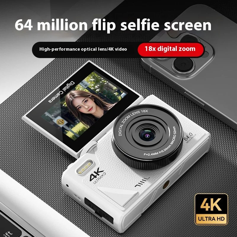 4K Digital Camera 64 Megapixels HD Digital Camera 18X Digital Zoom Single Rotating Screen Cameras 3.0 Inch Screen Custom Camera