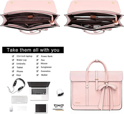 Laptop Bag Briefcase 15 16 inch PU Leather Shoulder Bag Convertible Backpack Women's Messenger Bag Casual Work Travel Handbag