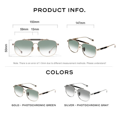 CAPONI Fashion Sunglasses For Men Gradient Photochromic Outdoor Luxury Sun Glasses UV400 New Designer Eyewear Titanium BS7536