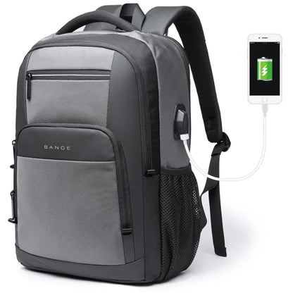 BANGE Travel Waterproof Backpack with USB Charging Port Fit 15.6 Inch Laptop Backpacks for Men and Women, Teenager School Bags