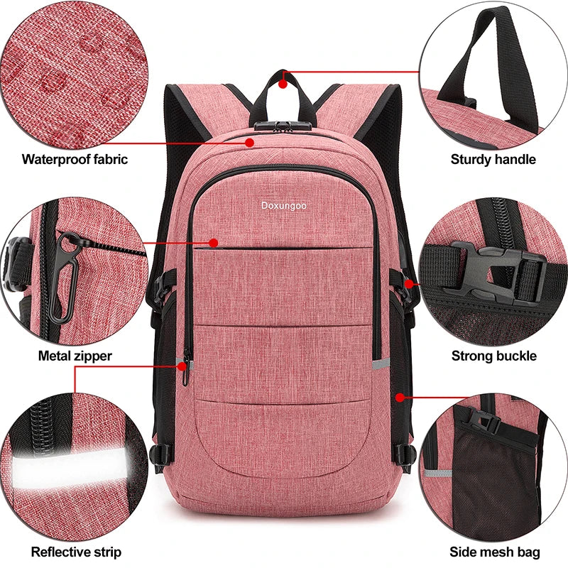 Fashionable Multi Pocket Neutral Backpack, Waterproof, Anti-theft, 14 Inch Computer Backpack, USB And Headphone Reserved Ports