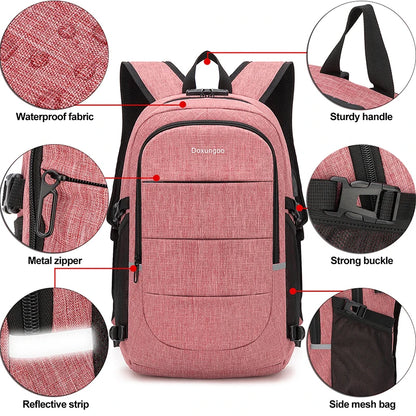 Fashionable Multi Pocket Neutral Backpack, Waterproof, Anti-theft, 14 Inch Computer Backpack, USB And Headphone Reserved Ports