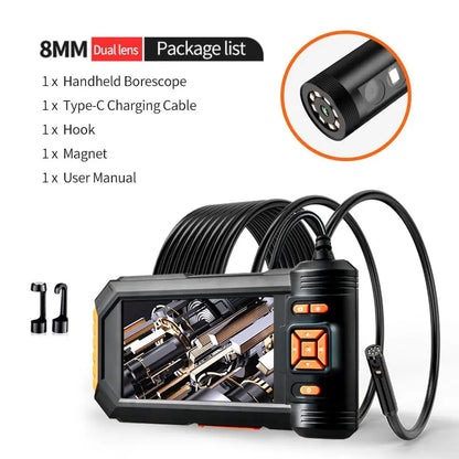 Dual & Triple Lens Industrial Endoscope 1080P 5 ''LCD Borescope Inspection Camera with 8mm IP67 Waterproof Snake Camera For Car