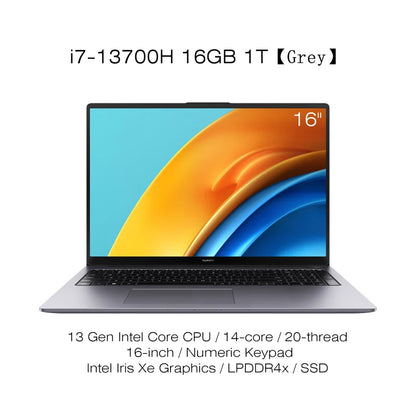 2023 HUAWEI MateBook D16 Laptop i9-13900H/ i7-13700H/i5-13500H 16GB 1TB Notebook 13th Intel CPU 16-inch With Numeric Keypad SSD