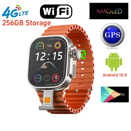 S10 Ultra MAX Smartwatch 4G Android 10.0 180° Rotary camera 256GB ROM WiFi GPS SIM card 2.2 Inch Amoled Play Store Smart Watch