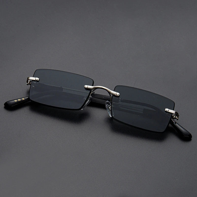 Natural Crystal Stone Sun Glasses Man Business Classics Rimless Glass Sunglasses Mineral Lens Woman Metal Anti Scratch