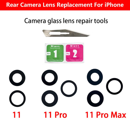 New Rear Back Camera Glass Lens For IPhone 14 Plus 13 12 Mini 11 Pro Max Rear Back Camera glass Lens Repair Parts With Tool