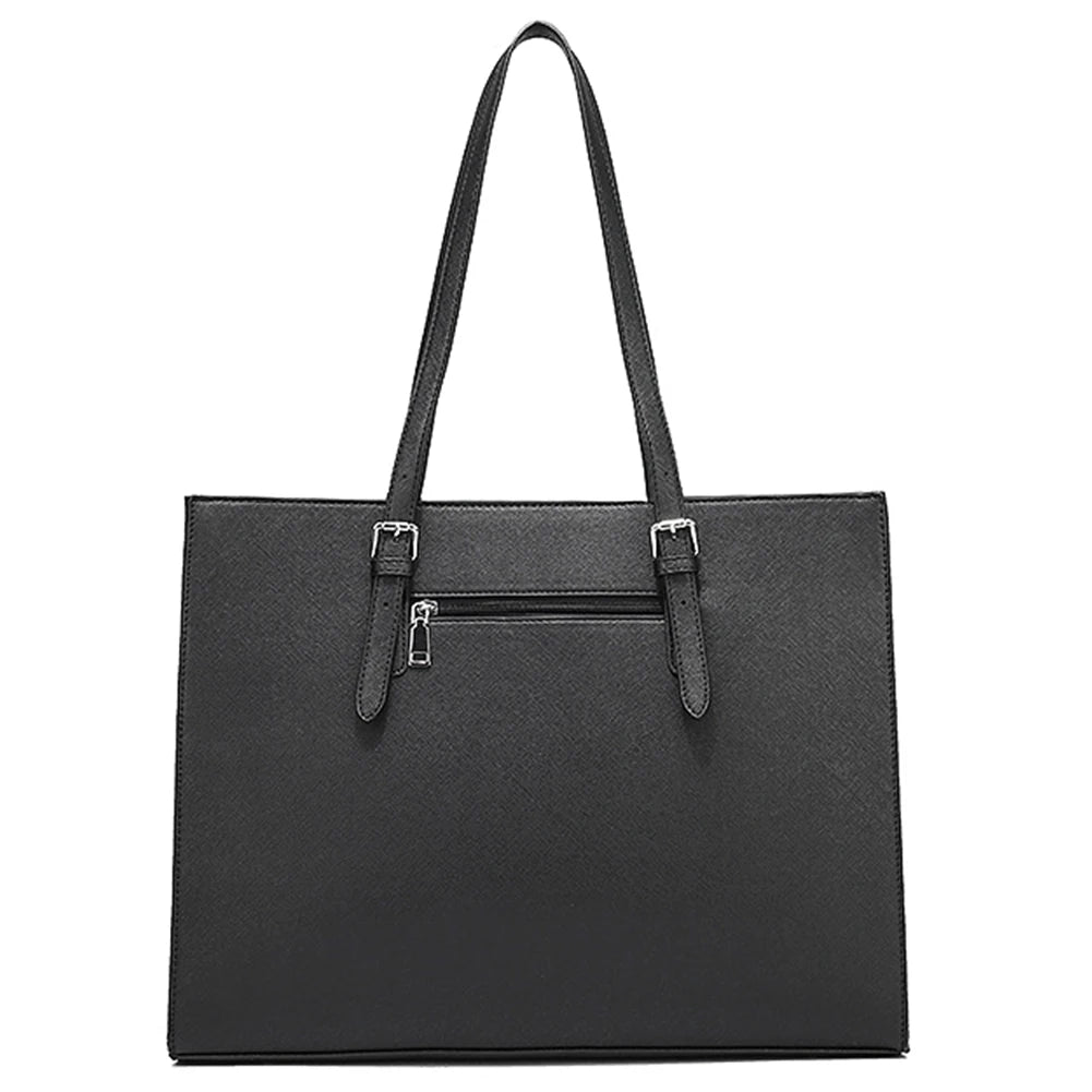 15.6 Inch Large Shoulder Bag PU Leather Computer Tote Bag Multipocket Large Capacity Waterproof Women Business Travel Handbag