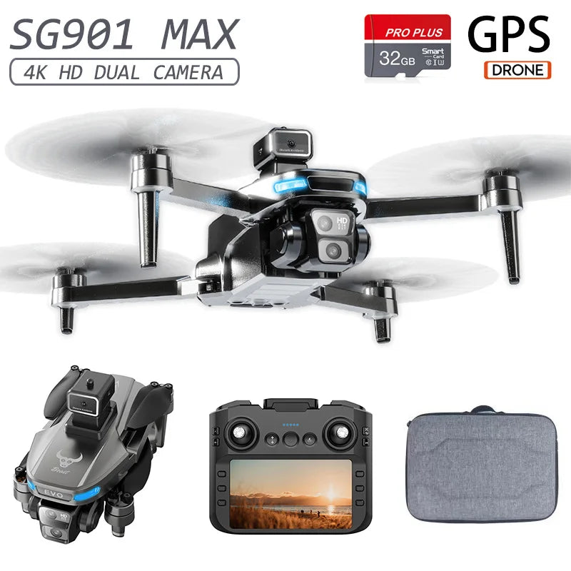 SG901 MAX Drone Dual Camera GPS Brushless Intelligent Obstacle Avoidance with Mapping Screen Control 4.5 inch RC Aircraft Drone