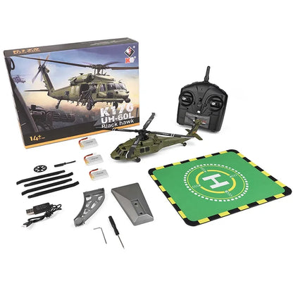 Wltoys K170 Remote Control Helicopter UH-60L 4 Channel brushless Helicopters with Gyro and LED Light Durable Airplane Toy Gift