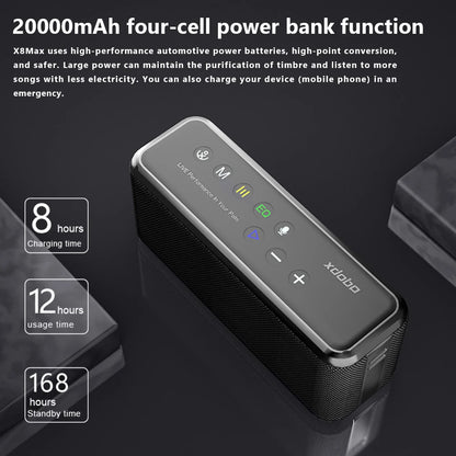 Xdobo 100w X8 Max Music Player Portable Wireless Bluetooth Speakers TWS Subwoofer 20000mAh Battery Capacity Mobile Phone Changer