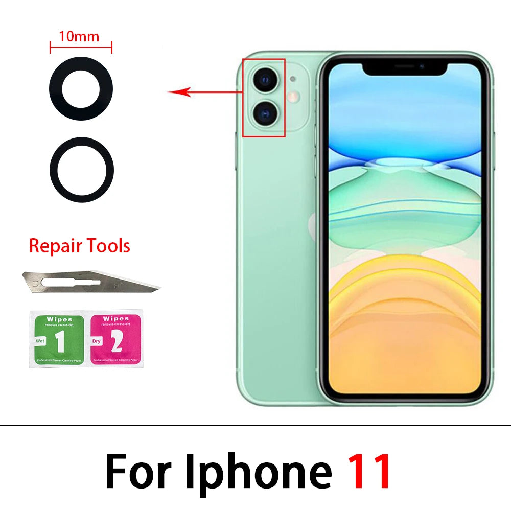 New Rear Back Camera Glass Lens For IPhone 14 Plus 13 12 Mini 11 Pro Max Rear Back Camera glass Lens Repair Parts With Tool