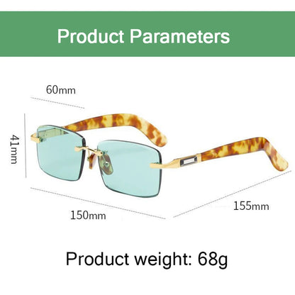 Green Rimless Glass Sunglasses Man Natural Crystal Stone Sun Glasses Woman Mineral Lens Acetate Frame Anti Scratch Top Quality