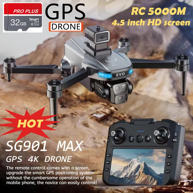 SG901 MAX Drone Dual Camera GPS Brushless Intelligent Obstacle Avoidance with Mapping Screen Control 4.5 inch RC Aircraft Drone