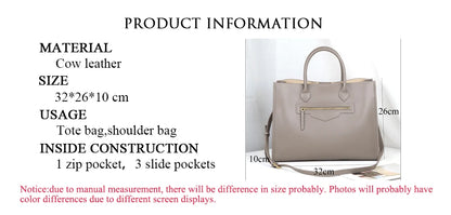 2023 Luxury Women Bag Elegant Cow Leather Business Lady Portfolio Handbag Fashion A4 Large Capacity Female Designer Shoulder Bag