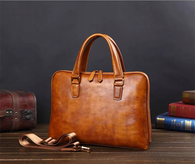 Genuine Leather Men's Handbags Casual Business Men Briefcase Computer Bag European and American Shoulder Messenger Bags Tide