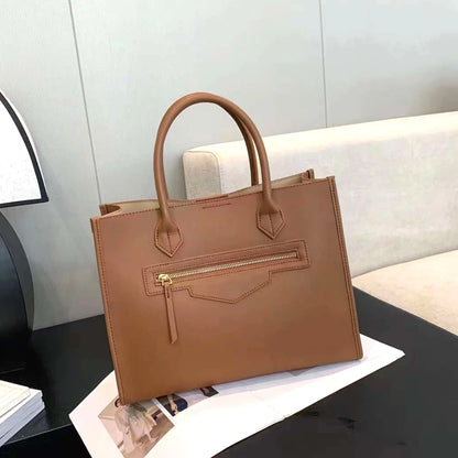 2023 Luxury Women Bag Elegant Cow Leather Business Lady Portfolio Handbag Fashion A4 Large Capacity Female Designer Shoulder Bag