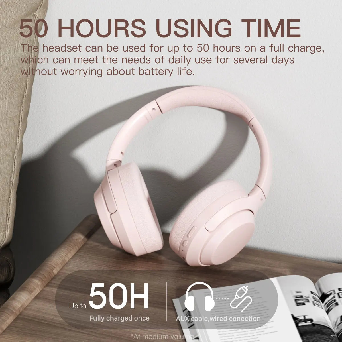 iKF T1 Wireless Bluetooth Headphones Call Noise Cancelling Wired Headset HiFi Sound with Game Mode  50 Hours Using Time