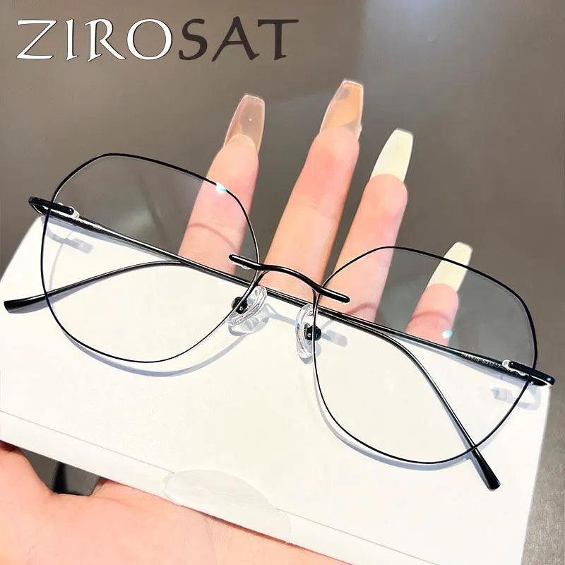 ZIROSAT 8925-B titanium Tint Lenses Myopia Glasses Reading Glasses  Rimless  Glasses Frame for Men or Women