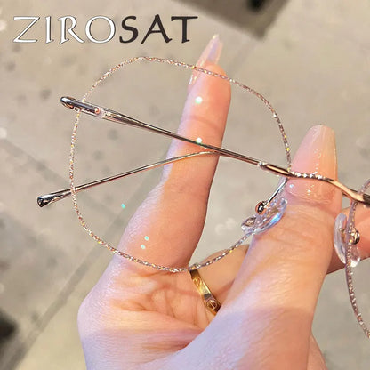 ZIROSAT 8925-B titanium Tint Lenses Myopia Glasses Reading Glasses  Rimless  Glasses Frame for Men or Women