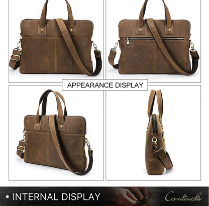 Retro Leather Laptop Bag With Strap For Macbook M4 M3 M2 M1 Air 13 Pro 14 15 16 Inch Case Handbag Men Shoulder Crossbody Bag