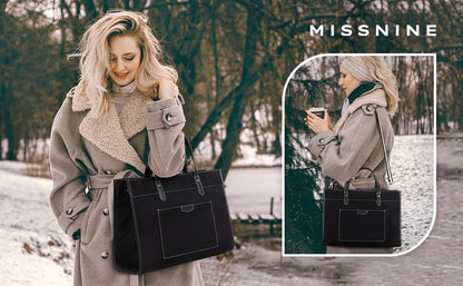 MISSNINE Laptop Briefcase Large Canvas Bag Female 15.6inch for Macbook Air Pro Huawei Dell XiaoMi HP Notebook Handbags Briefcase