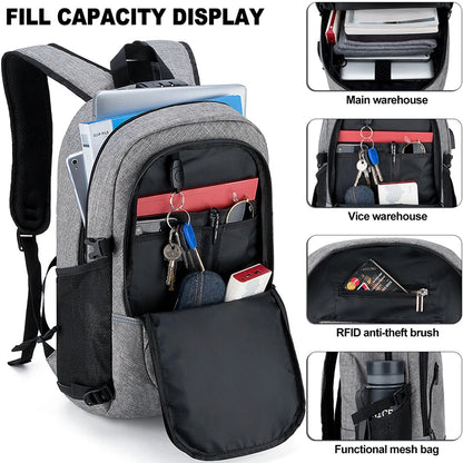 Fashionable Multi Pocket Neutral Backpack, Waterproof, Anti-theft, 14 Inch Computer Backpack, USB And Headphone Reserved Ports