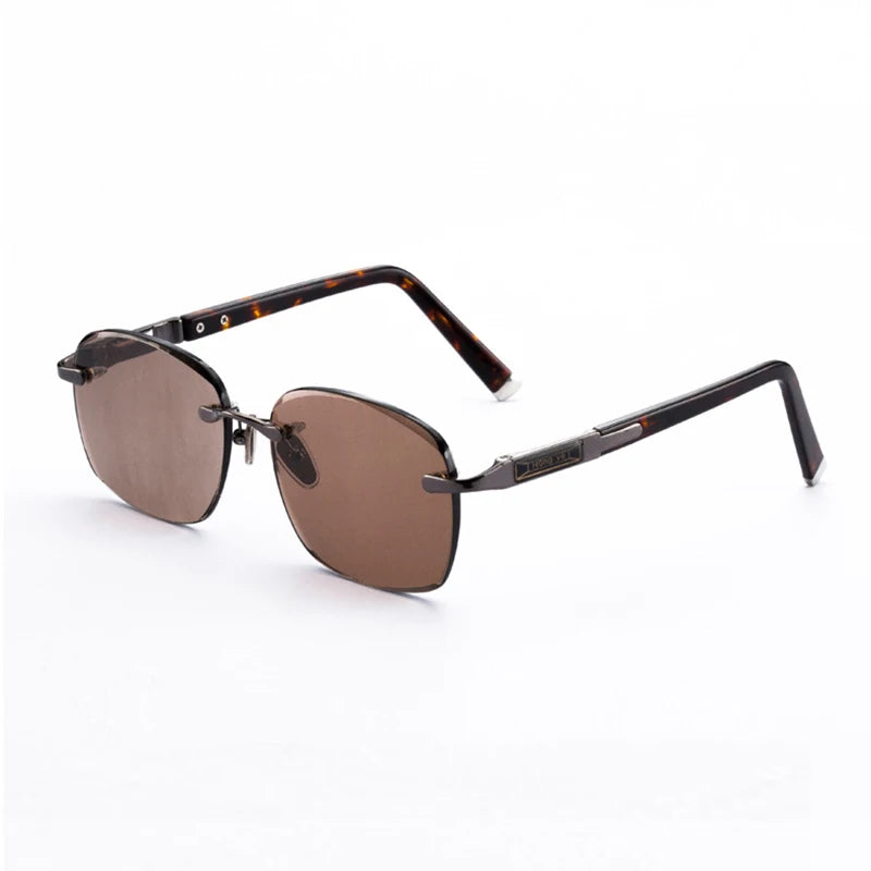 Brown Pure Natural Crystal Stone Sunglasses Man Rimless Glass Sun Glasses Woman Mineral Lens Vintage Acetate Moisturizing Eye