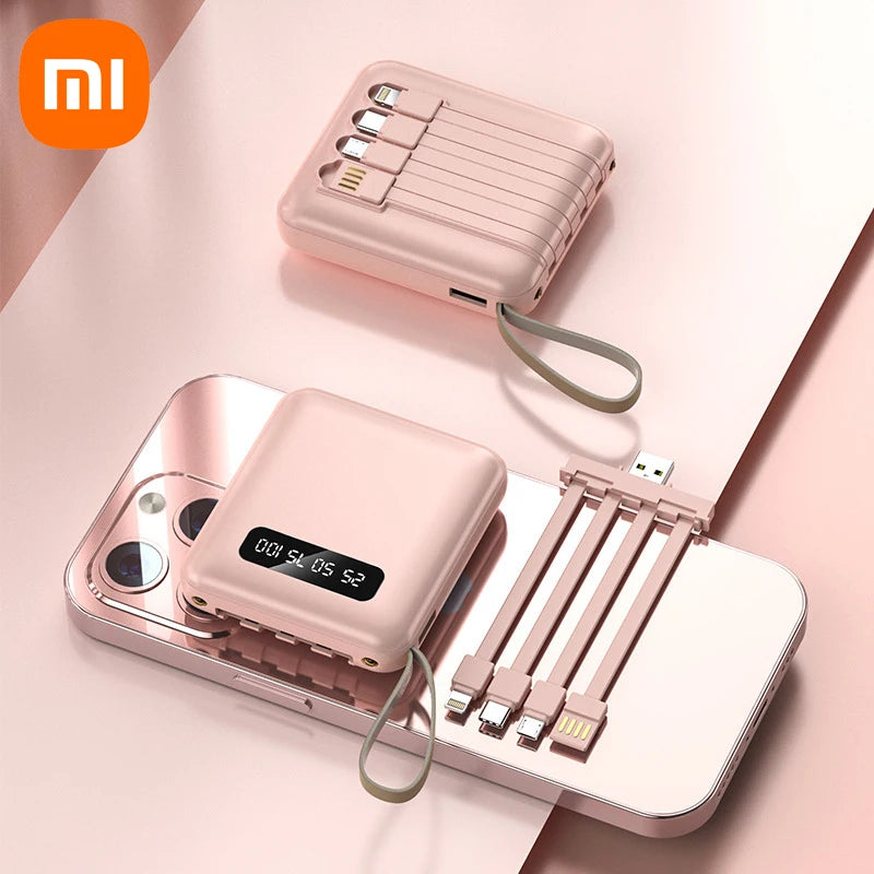 Xiaomi Mini 30000mAh 4-in-1 Power Bank Fast Charging With 4 Cable Mobile External Portable Battery Charger For iPhone Samsung