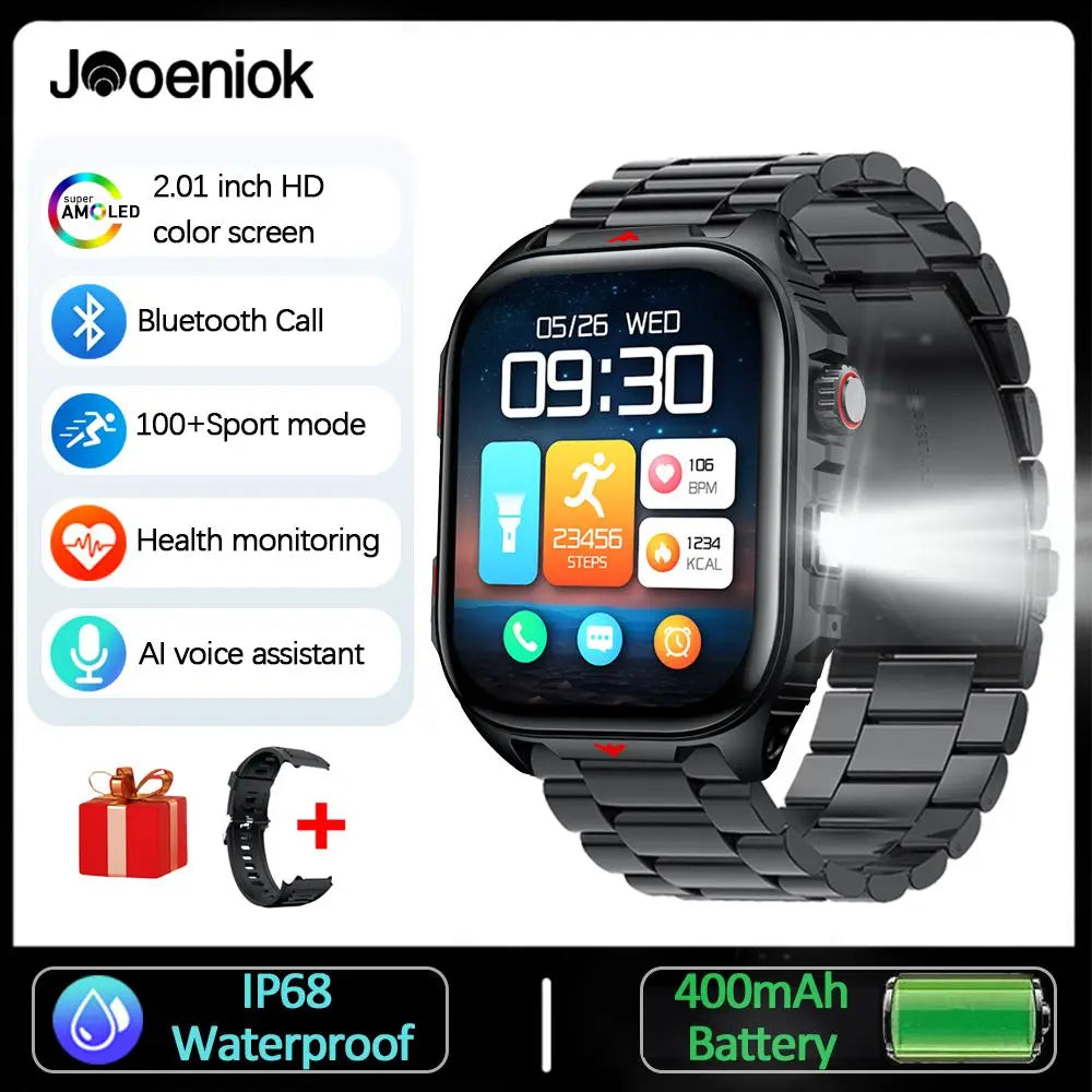 New Sports Smart Watch Men 2.01 Inch Full Touch Screen IP68 Waterproof Multiple Sports Modes Full Health Monitoring Smartwatches