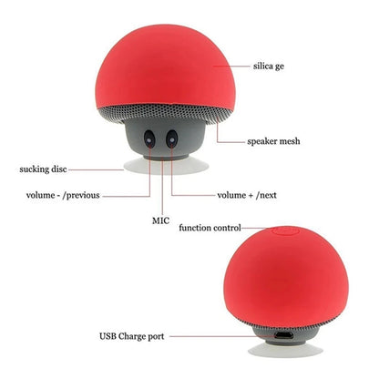 Mini Portable Bluetooth Speaker Cartoon Cute Mushroom Wireless Music Player Suitable for Mobile Phone Computer Subwoofer