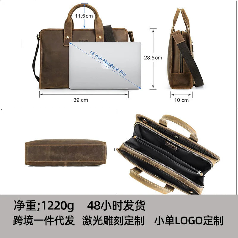 Cow Leather Mans Messenger Luxury Brand Bag Combination Lock Men's Business Briefcase Portable Oblique Span Computer Portfolio