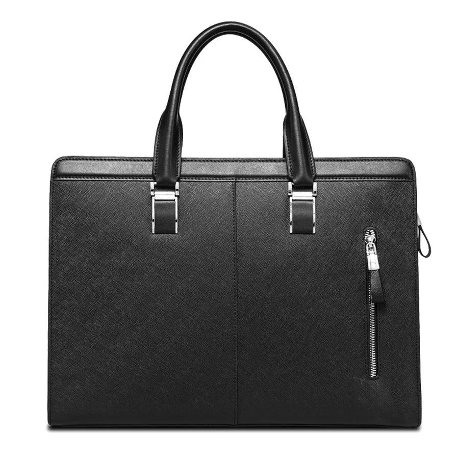 OYIXINGER Men's Leather Business Briefcase Bag Female Casual Handbag Cowhide Computer Bag 14 Inch Laptop Bags Man's Nice Gift