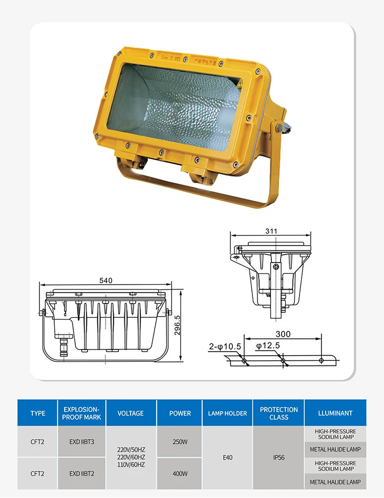 CFT2 Explosion-proof FLOOD light sodium lamp 400w 220v marine high pressure sodium lamp